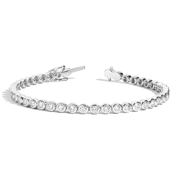 Lab Grown Diamond Bezel Tennis Bracelet 14k 18k Silver White Gold 6in 6.5in 7in First