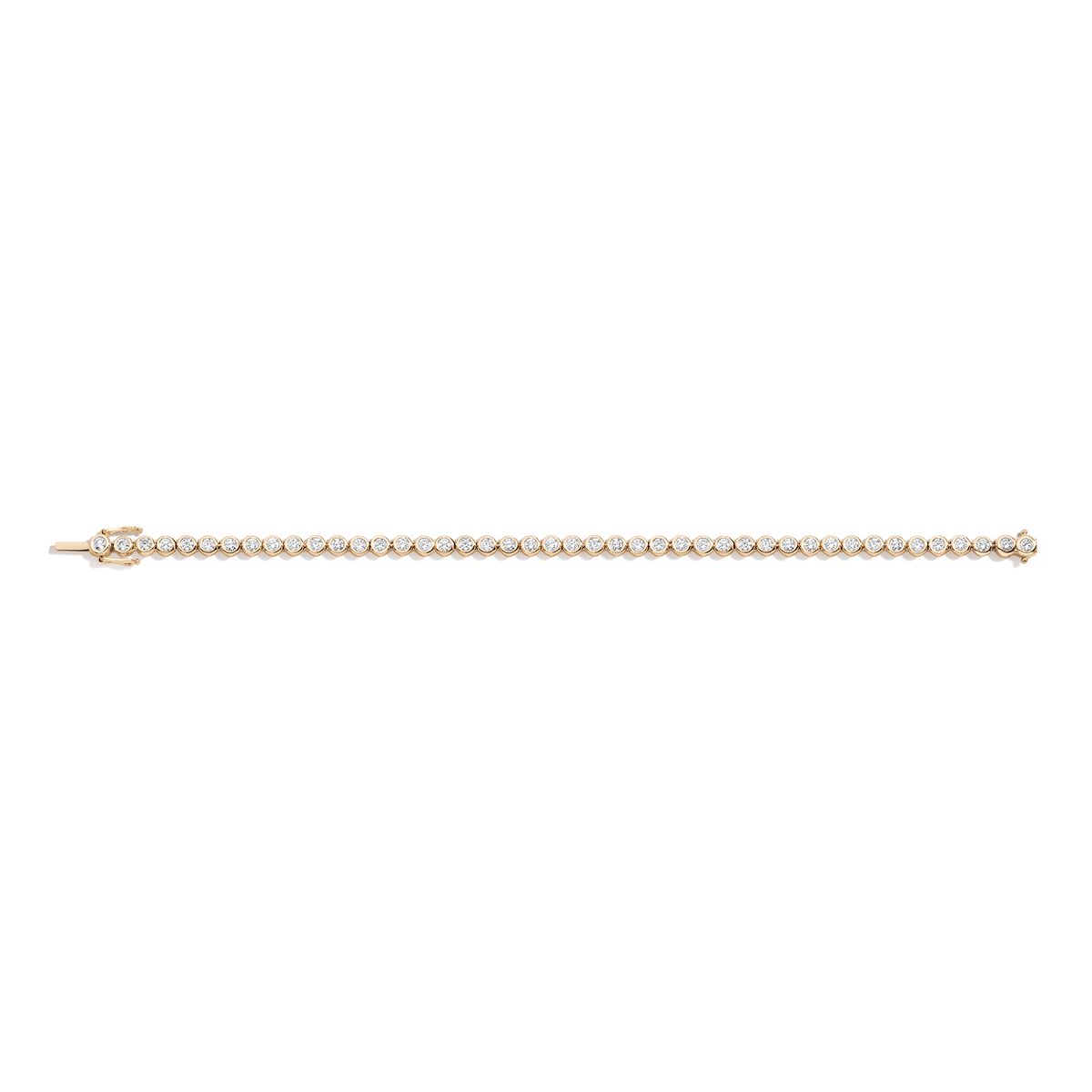 Lab Grown Diamond Bezel Tennis Bracelet 14k 18k Yellow Gold 6in 6.5in 7in