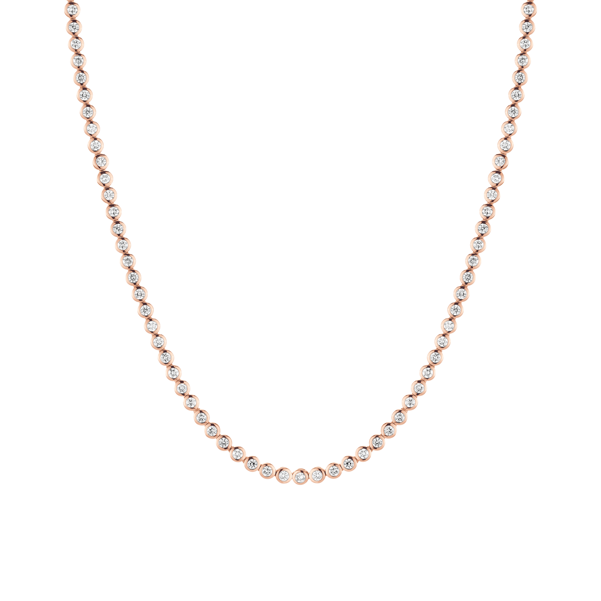 Lab Grown Diamond Bezel Tennis Necklace 14k 18k Rose Gold 16in First