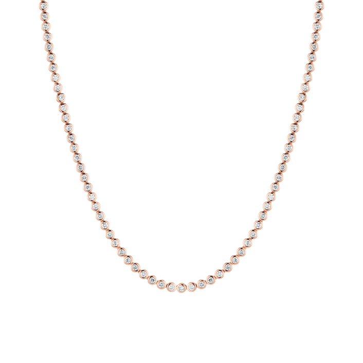 Lab Grown Diamond Bezel Tennis Necklace 14k 18k Rose Gold 16in First