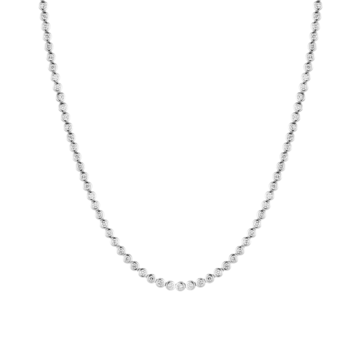 Lab Grown Diamond Bezel Tennis Necklace Silver 14k 18k White Gold 16in First