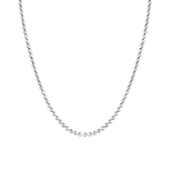 Lab Grown Diamond Bezel Tennis Necklace Silver 14k 18k White Gold 16in First