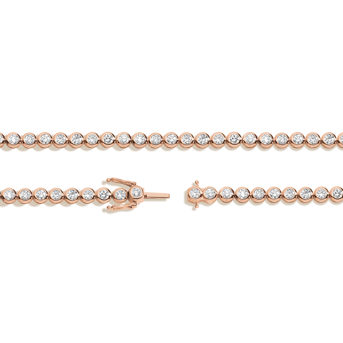 Lab Grown Diamond Bezel Tennis Necklace 14k 18k Rose Gold 16in