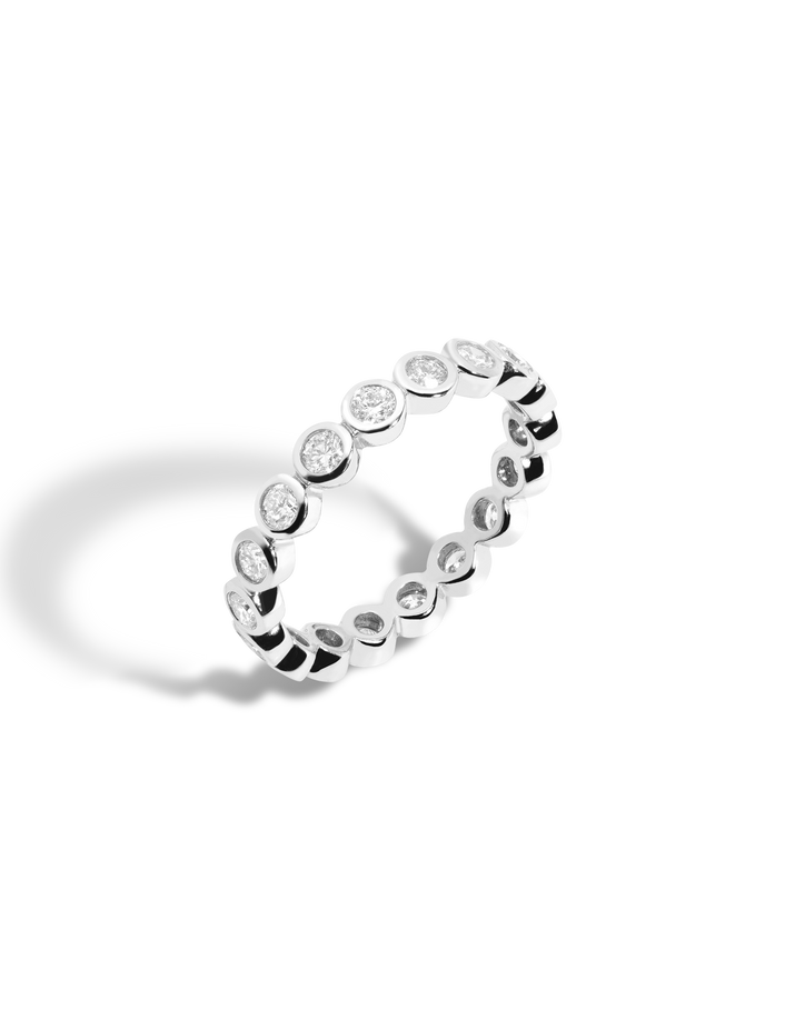 Lab Grown Diamond Bezel Eternity Ring Silver 14k 18k White Gold First
