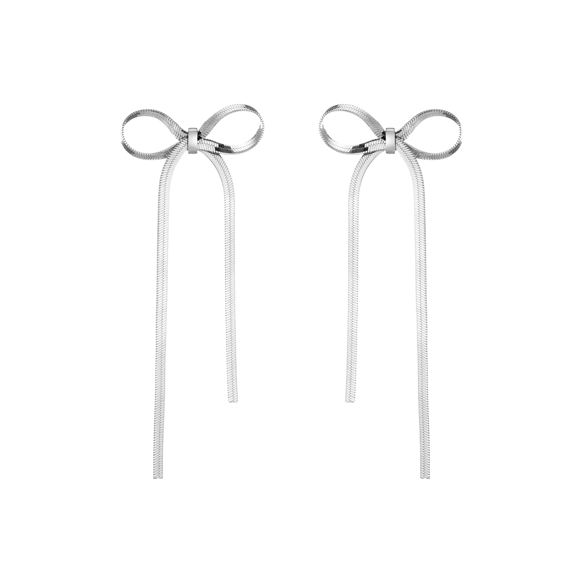 Herringbone Bow Earrings Vermeil White Gold First