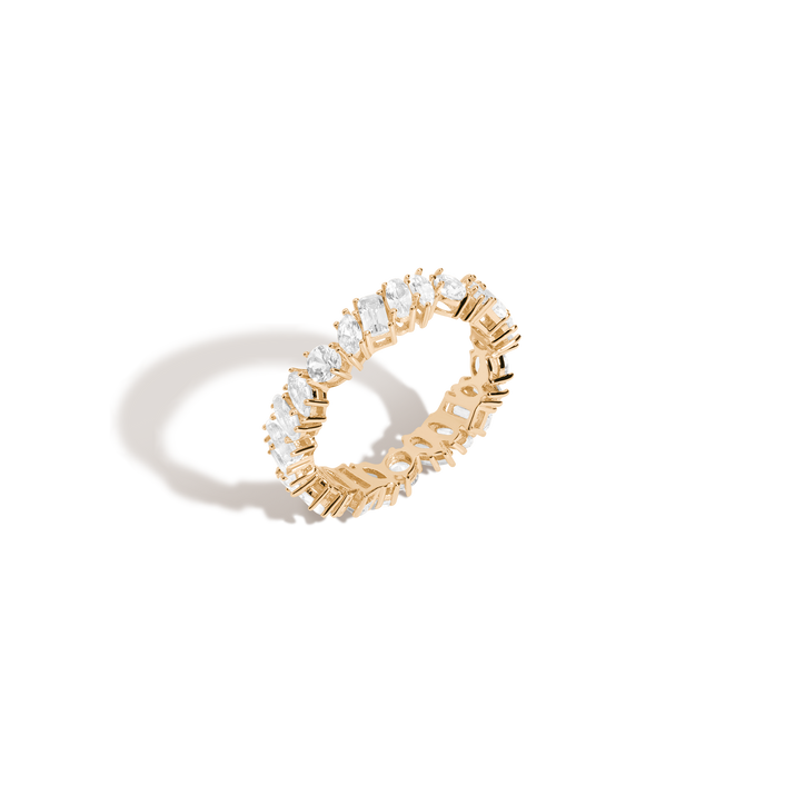 White Sapphire Mixed Shape Eternity Ring Vermeil Yellow Gold 5in 5.5in 6in 6.5in 7in 7.5in 8in 8.5in