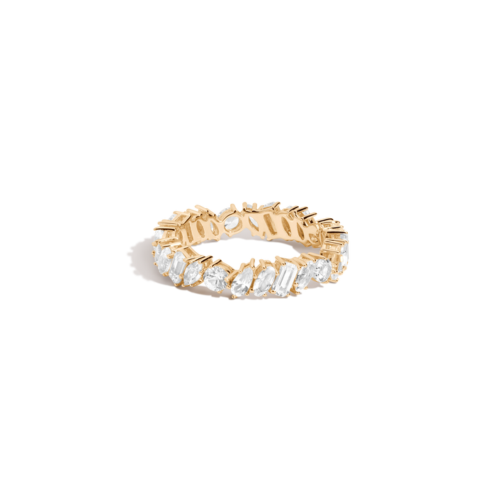 White Sapphire Mixed Shape Eternity Ring Vermeil Yellow Gold 5in 5.5in 6in 6.5in 7in 7.5in 8in 8.5in First