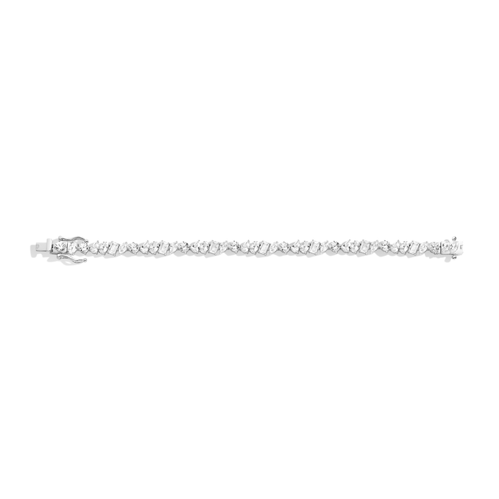 White Sapphire Mixed Shape Tennis Bracelet Vermeil White Gold 6.5in 7in 