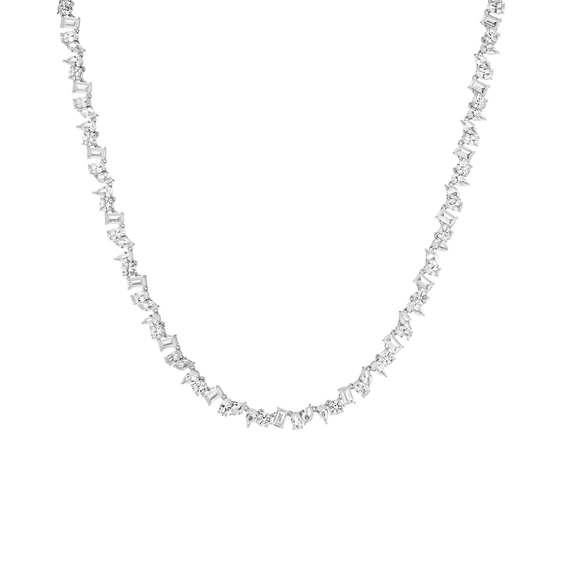 Luxury Lab Grown Sapphire Tennis Necklace Mixed Shape