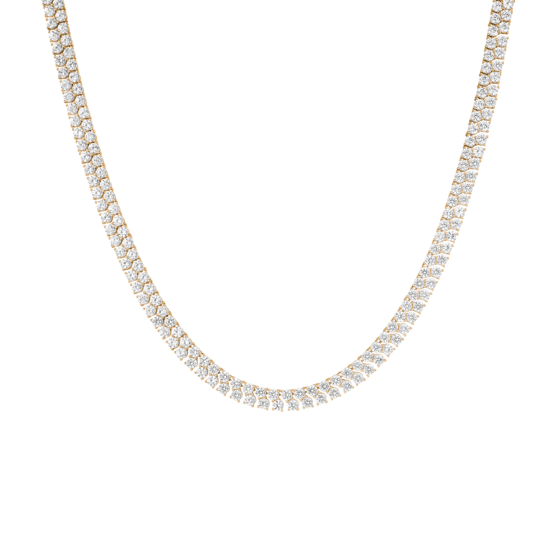 Lab Grown Sapphire Double Row Tennis Necklace