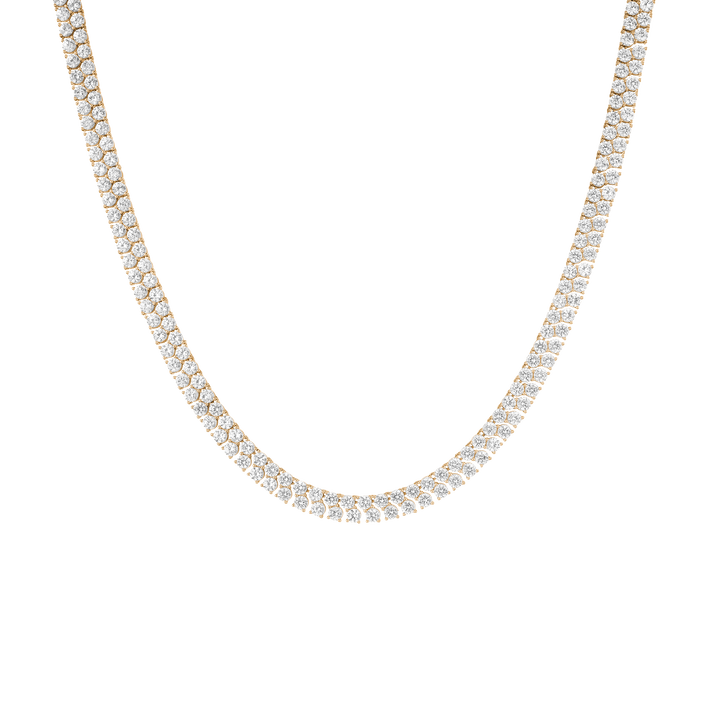 White Sapphire Double Row Tennis Necklace Vermeil Yellow Gold 16in First