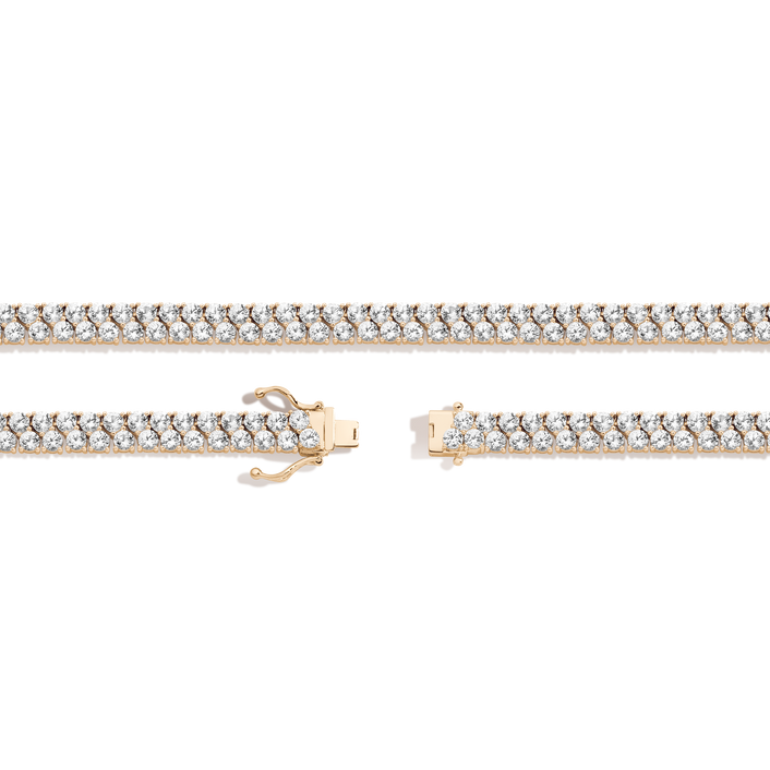 White Sapphire Double Row Tennis Necklace Vermeil Yellow Gold 16in