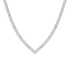 White Sapphire V Shape Tennis Necklace Vermeil White Gold 15in First