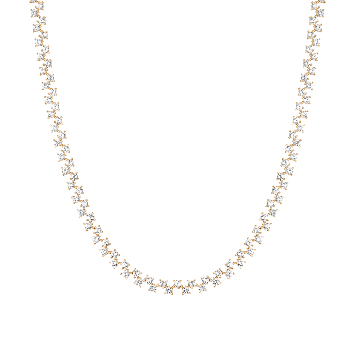Floating White Sapphire Tennis Necklace Vermeil Yellow Gold 16in First