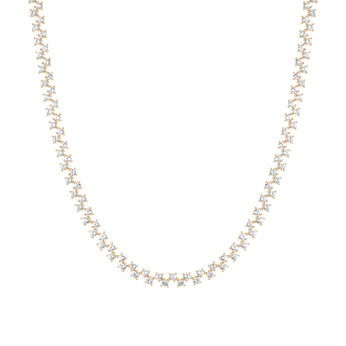 Floating White Sapphire Tennis Necklace Vermeil Yellow Gold 16in First