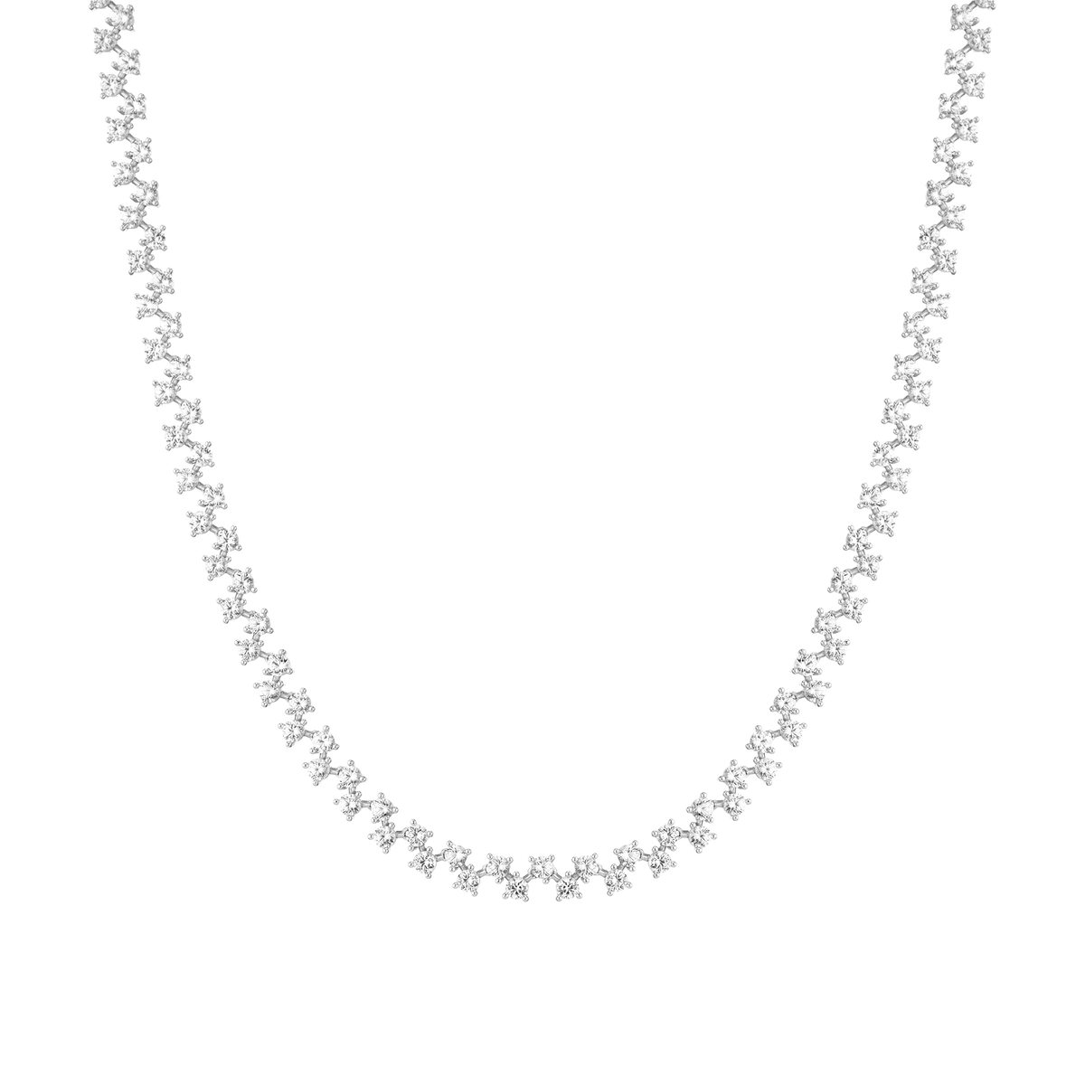 Floating White Sapphire Tennis Necklace Vermeil White Gold 16in First