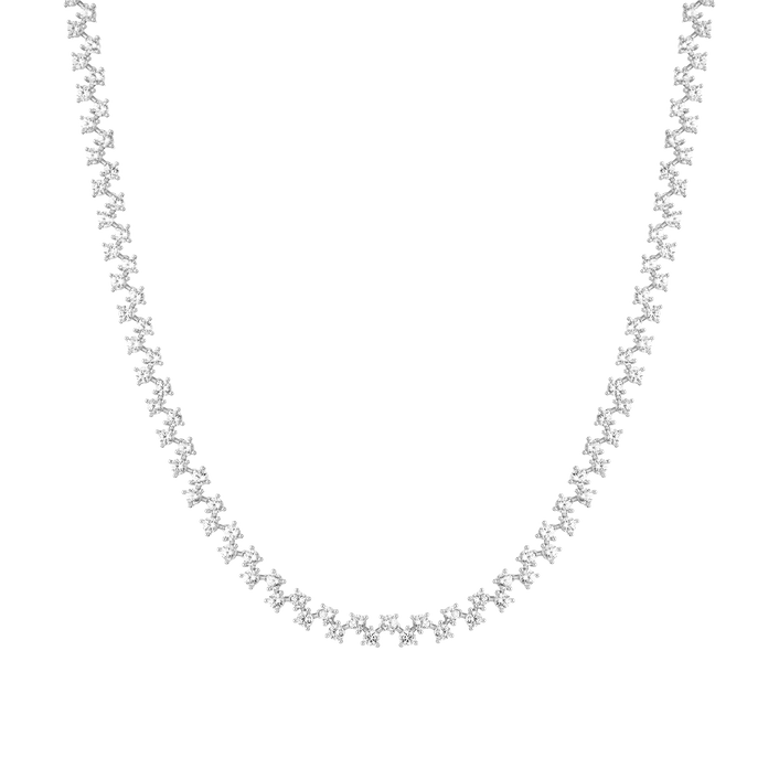 Floating White Sapphire Tennis Necklace Vermeil White Gold 16in First