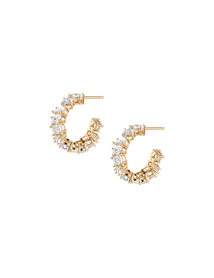 White Sapphire Mixed Shape Hoop Earrings Vermeil Yellow Gold First