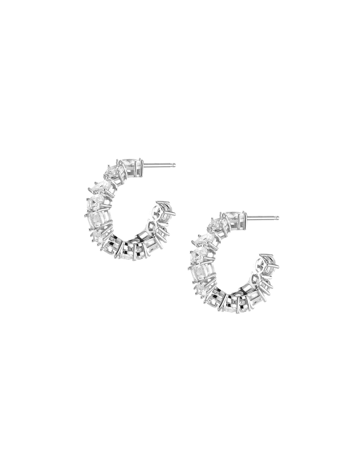 White Sapphire Mixed Shape Hoop Earrings Vermeil White Gold First