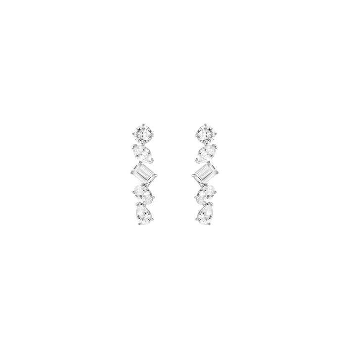 Lab Grown White Sapphire Mixed Shape Tennis Earrings