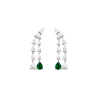 Lab Grown White Sapphire Waterfall Earrings with Emerald