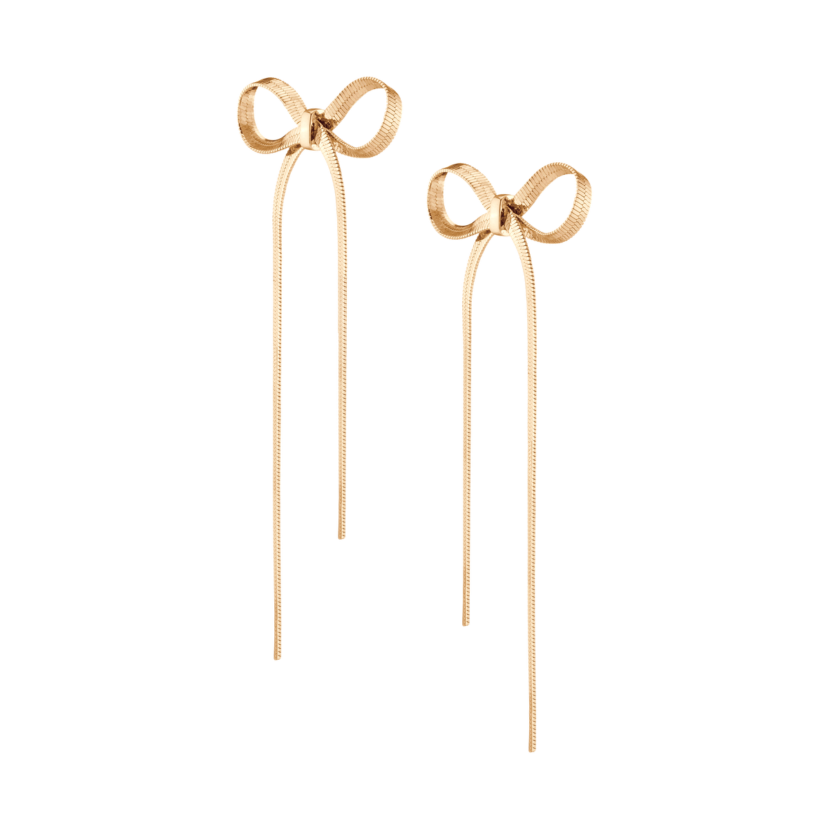 Herringbone Bow Earrings Vermeil Yellow Gold