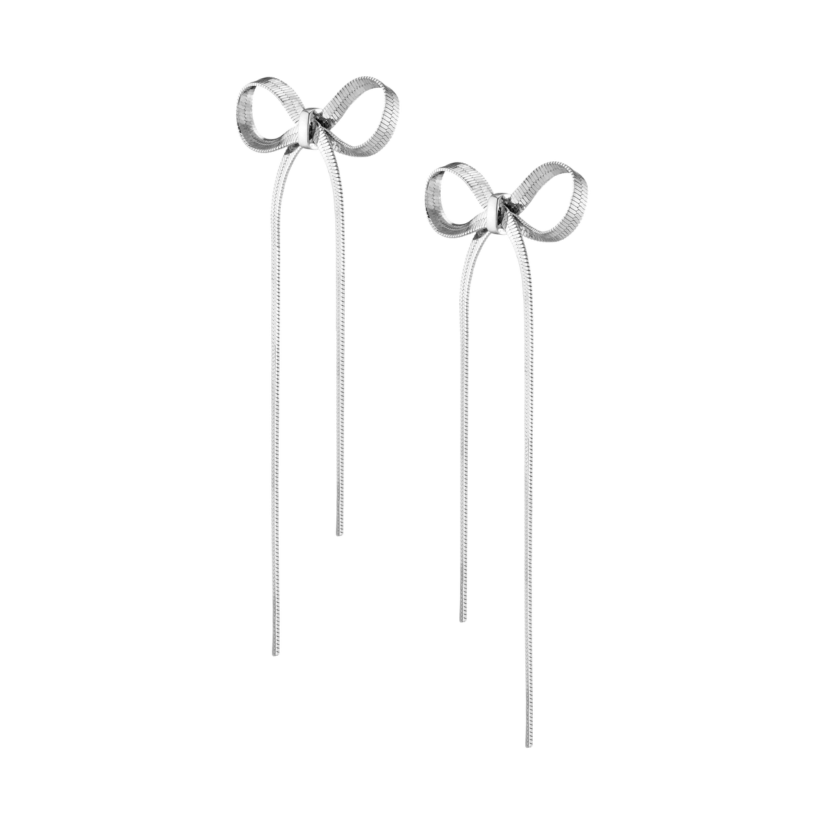 Herringbone Bow Earrings Vermeil White Gold