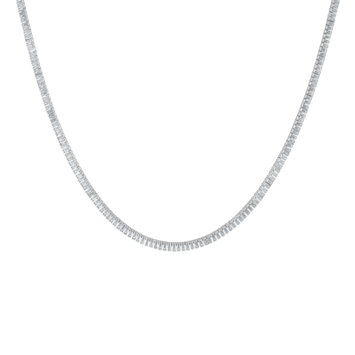 Lab Grown Blue Tourmaline Baguette Tennis Necklace