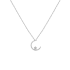 Lab Grown Diamond Crescent Moon and Star Necklace