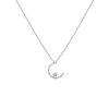 Lab Grown Diamond Crescent Moon and Star Necklace 14k White Gold 18in First