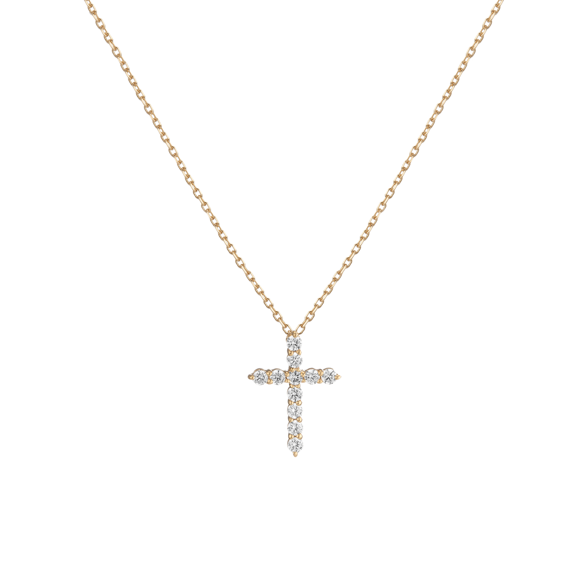 Lab Grown Diamond Cross Necklace 14k Yellow Gold 18in First