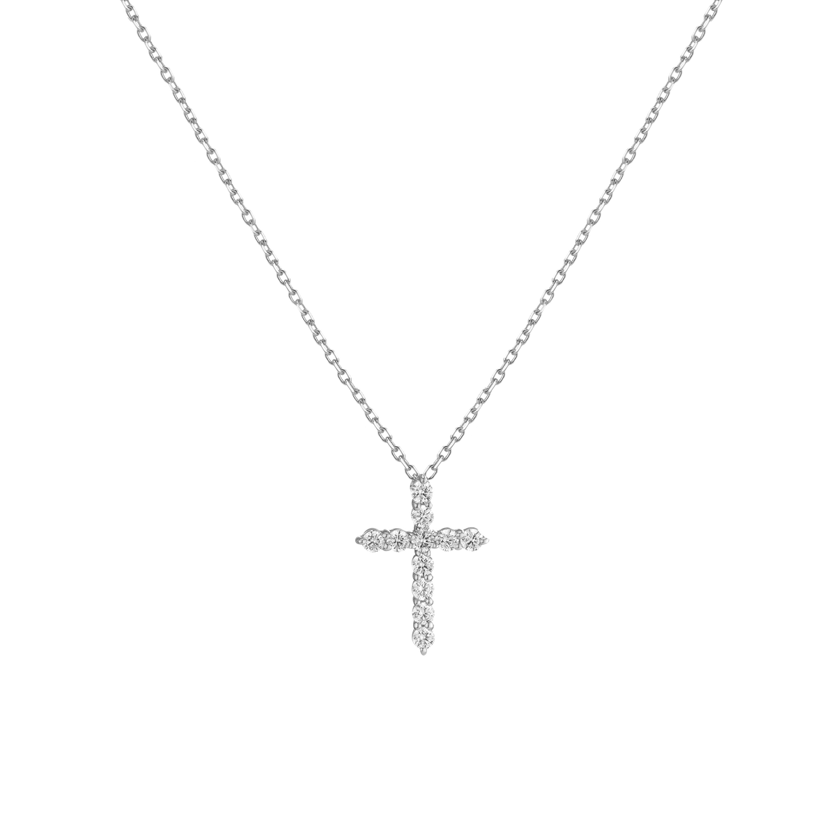 Lab Grown Diamond Cross Necklace 14k White Gold 18in First