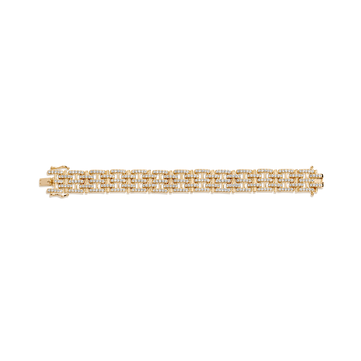 Lab Grown White Sapphire Panther Chain Link Bracelet Vermeil Yellow Gold 6in 6.5in 7in 7.5in