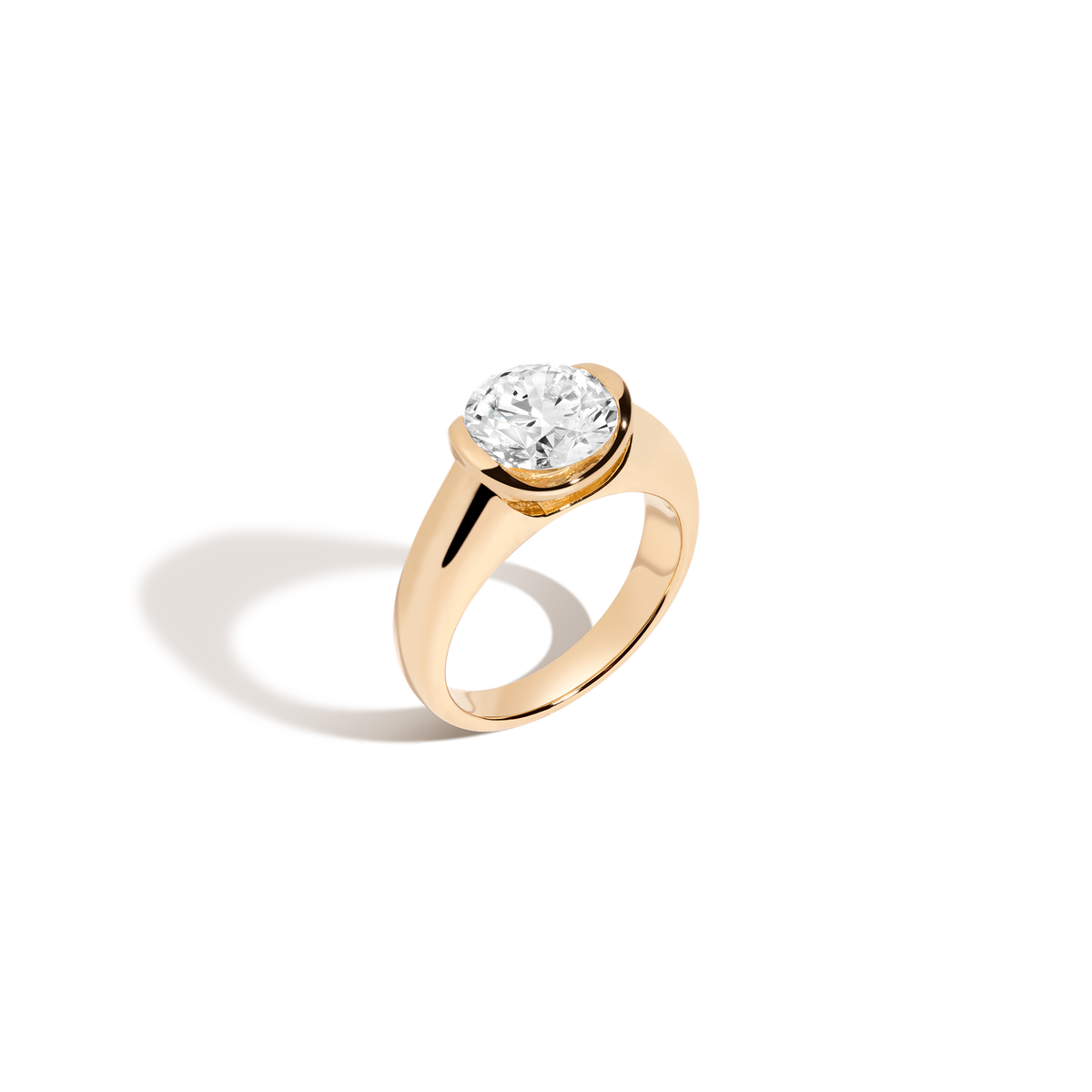 3ct Round Lab Grown Diamond Floating Cigar Ring 14k 18k Yellow Gold