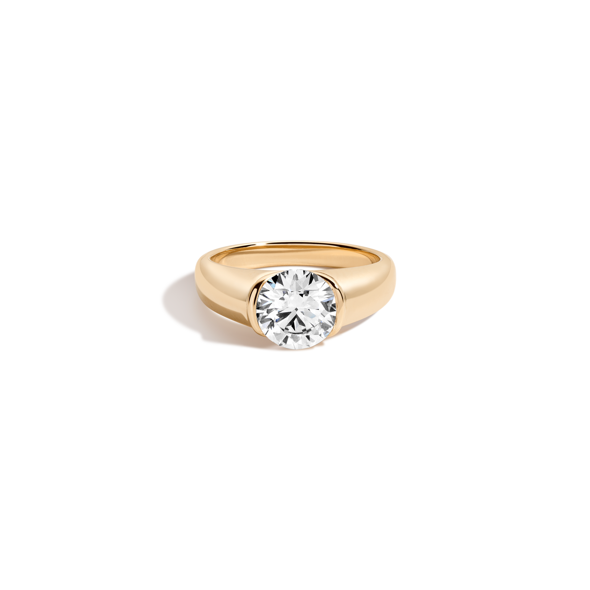 2ct Round Lab Grown Diamond Floating Cigar Ring 14k 18k Yellow Gold First