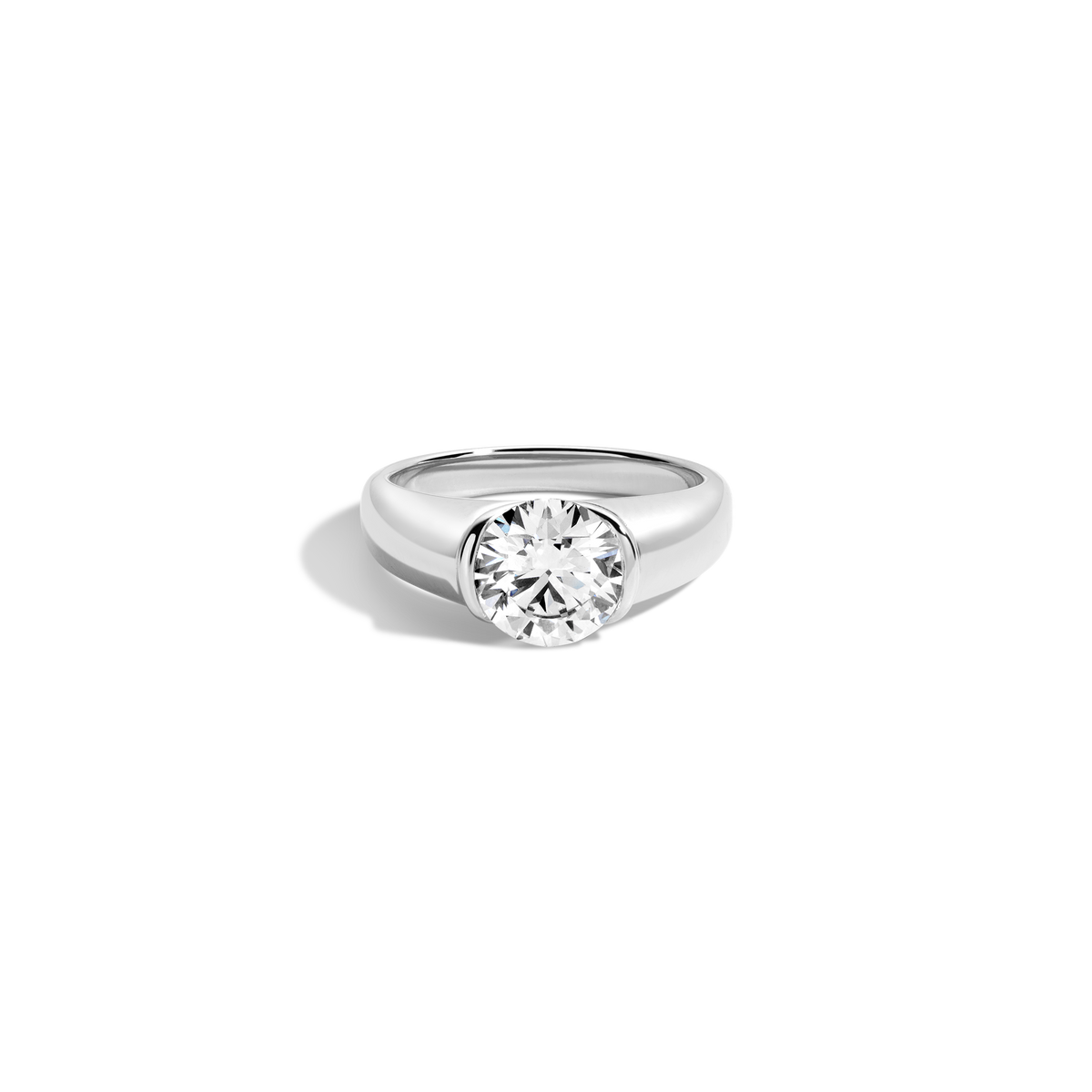 2ct Round Lab Grown Diamond Floating Cigar Ring 14k 18k Platinum White Gold First
