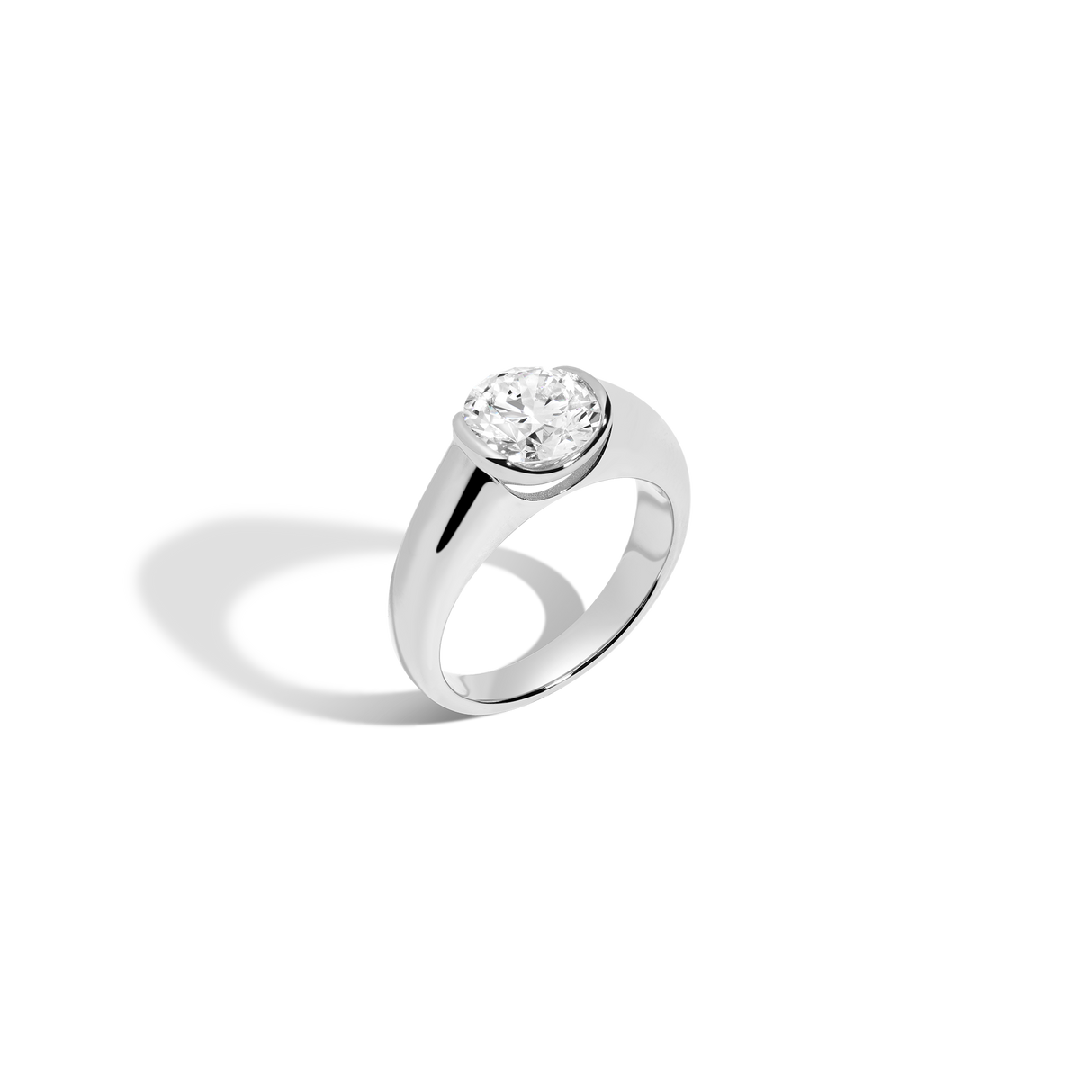 2ct Round Lab Grown Diamond Floating Cigar Ring 14k 18k Platinum White Gold