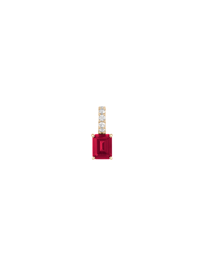 Emerald Cut Tennis Charm Pendant Vermeil Yellow Gold Lab Grown Red Ruby First