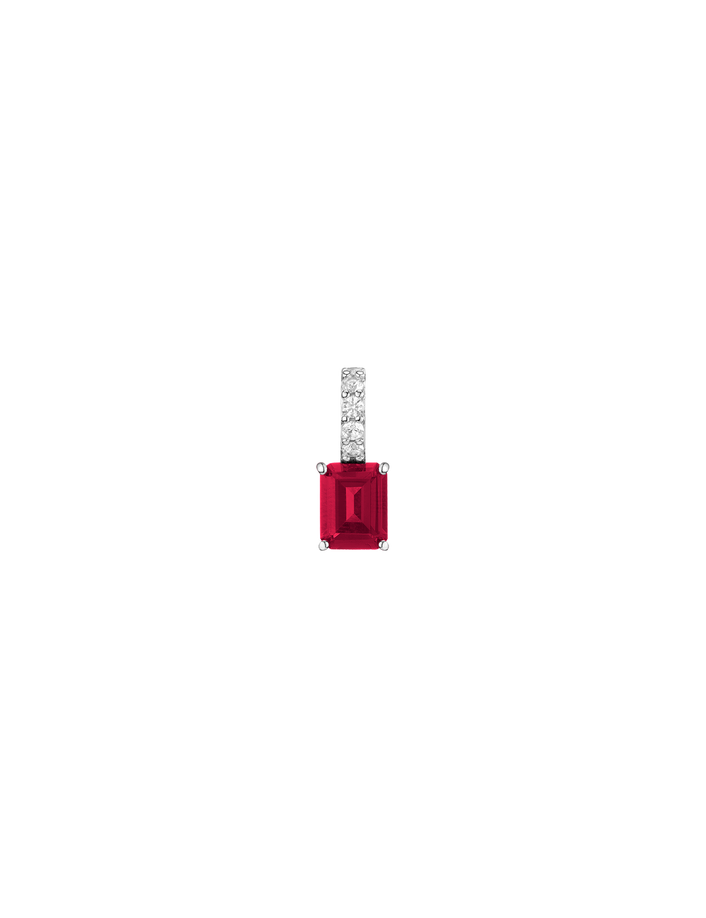 Emerald Cut Tennis Charm Pendant Vermeil White Gold Lab Grown Red Ruby First