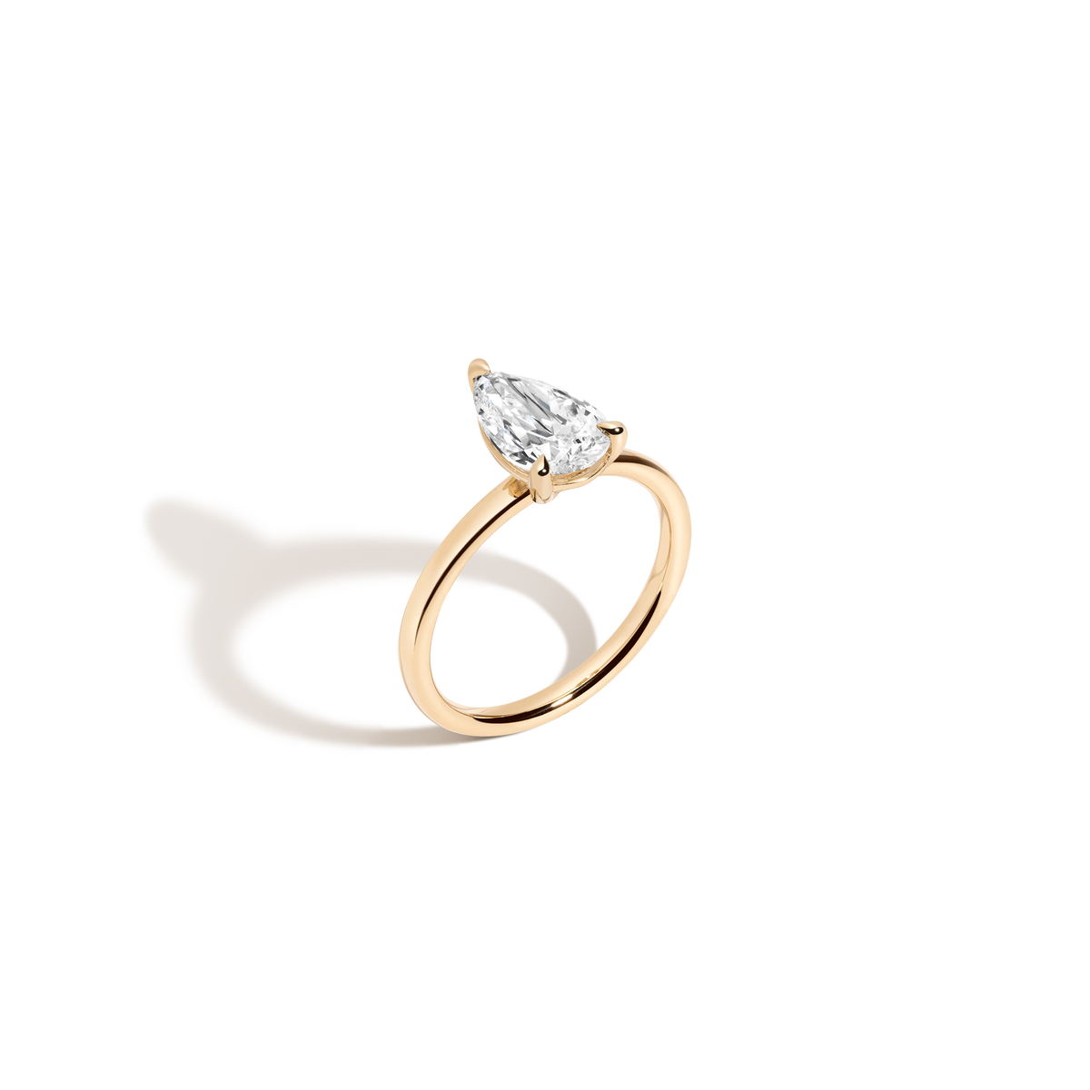 2ct Pear Lab Grown Diamond Solitaire Ring 14k 18k Yellow Gold