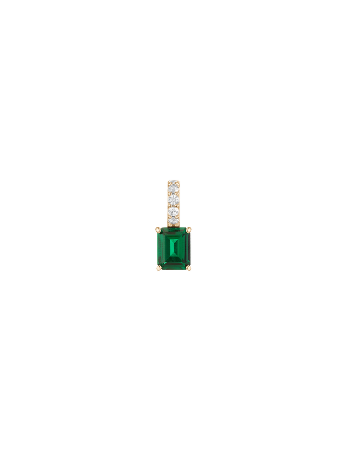 Emerald Cut Tennis Charm Pendant Vermeil Yellow Gold Lab Grown Green Emerald First