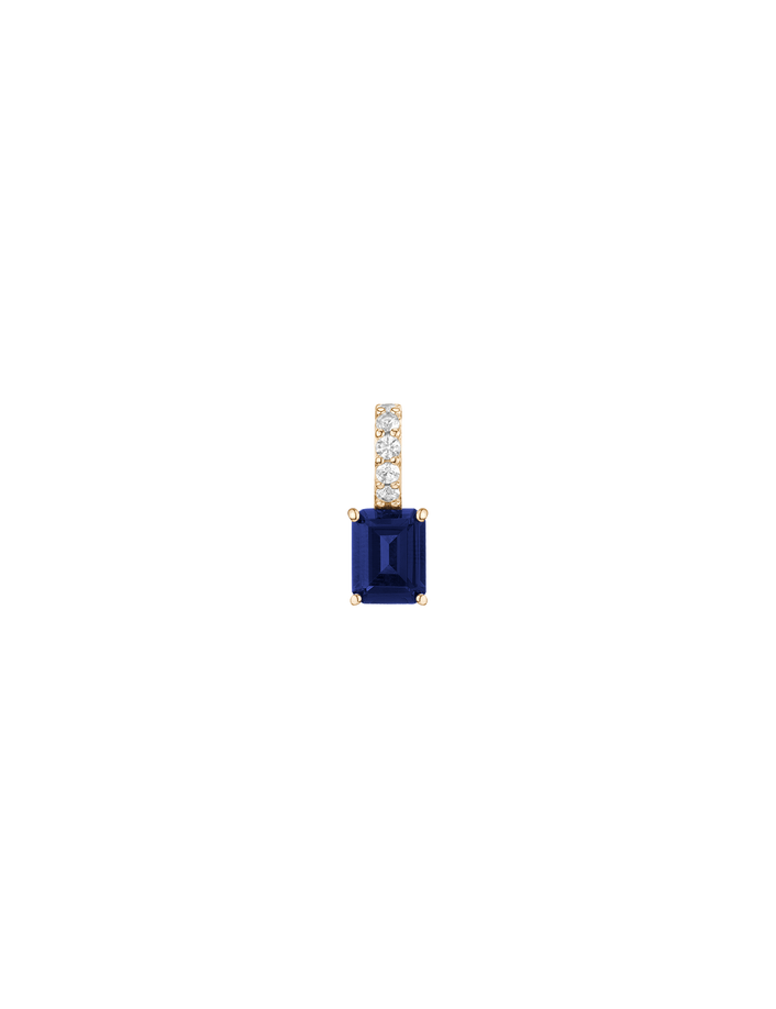 Emerald Cut Tennis Charm Pendant Vermeil Yellow Gold Lab Grown Blue Sapphire First