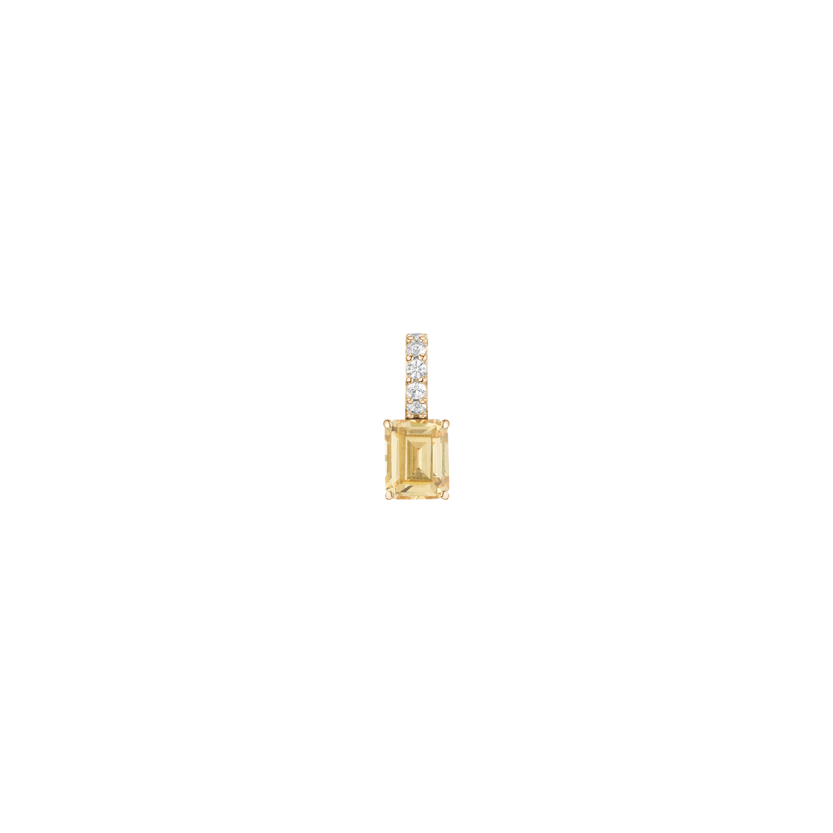 Emerald Cut Tennis Charm Pendant Vermeil Yellow Gold Lab Grown Canary First