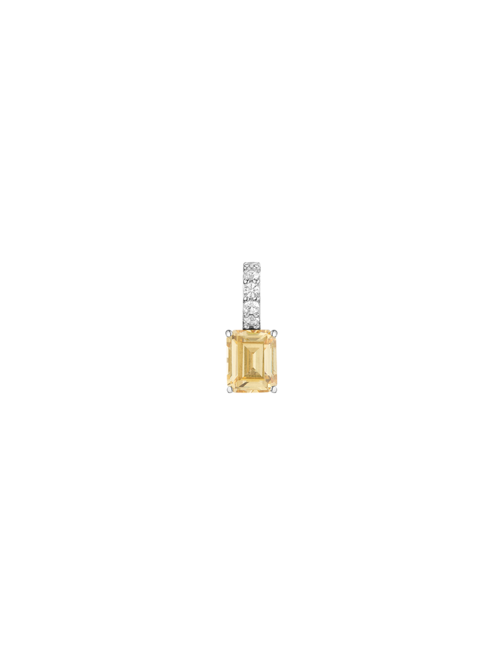 Emerald Cut Tennis Charm Pendant Vermeil White Gold Lab Grown Canary First