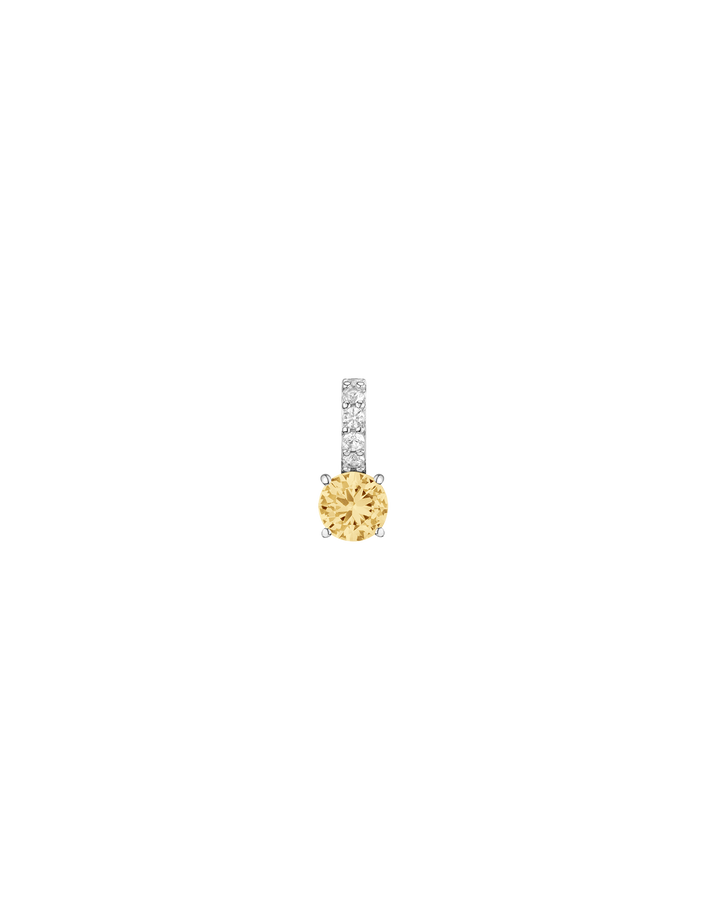 Round Cut Tennis Charm Pendant Vermeil White Gold Lab Grown Canary First
