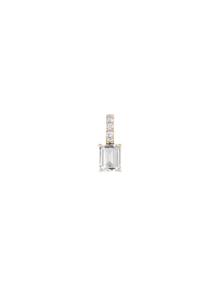 Emerald Cut Tennis Charm Pendant Vermeil Yellow Gold Lab Grown White Sapphire First