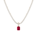 7ct Emerald Tennis Charm Necklace Set