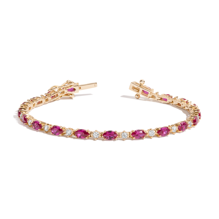 Aurate x Marilyn: Lab Grown Red Marquise Tennis Bracelet