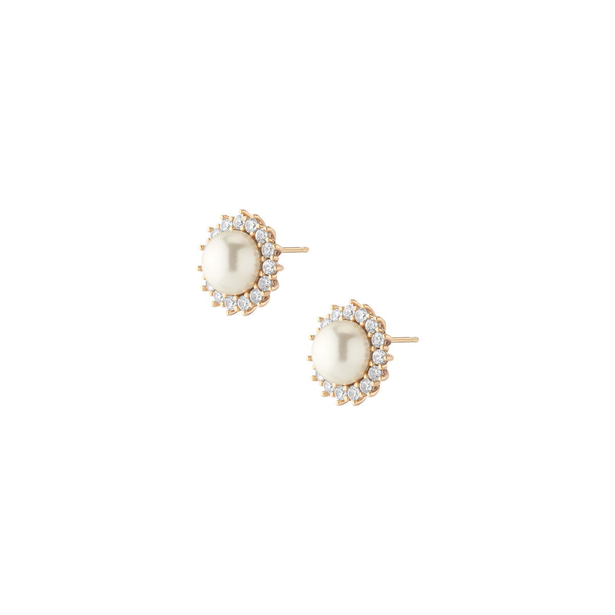 Marilyn Lab Grown White Sapphire Pearl Earrings Vermeil Yellow Gold 