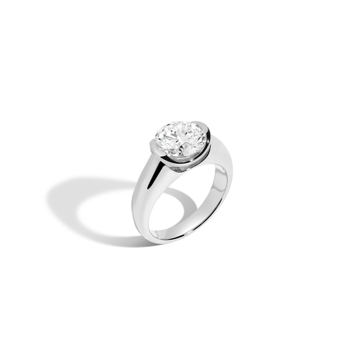 3ct Round Lab Grown Diamond Floating Cigar Ring 14k 18k Platinum White Gold